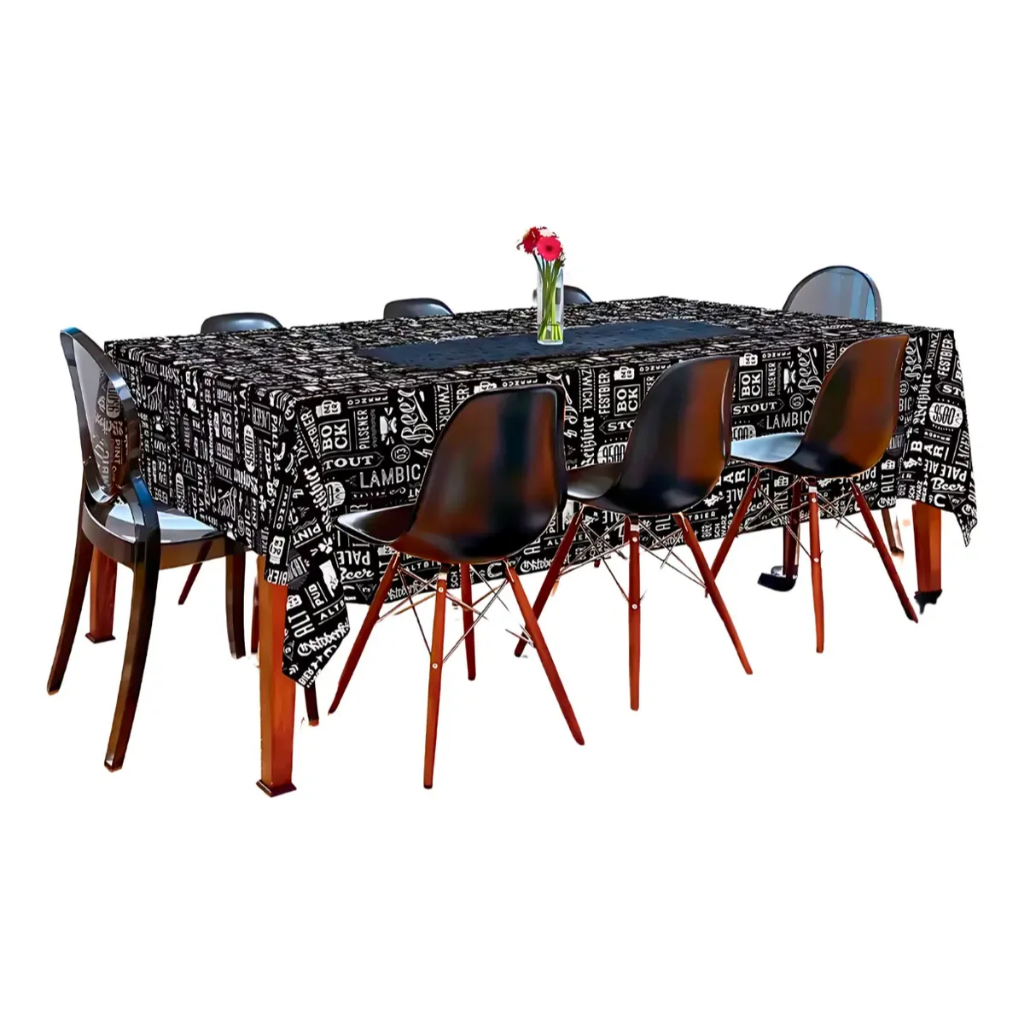 Toalha Térmica Plástico Impermeável Café Expresso 2,20m x 1,40m Boteco Preto Retangular 6 Lugares