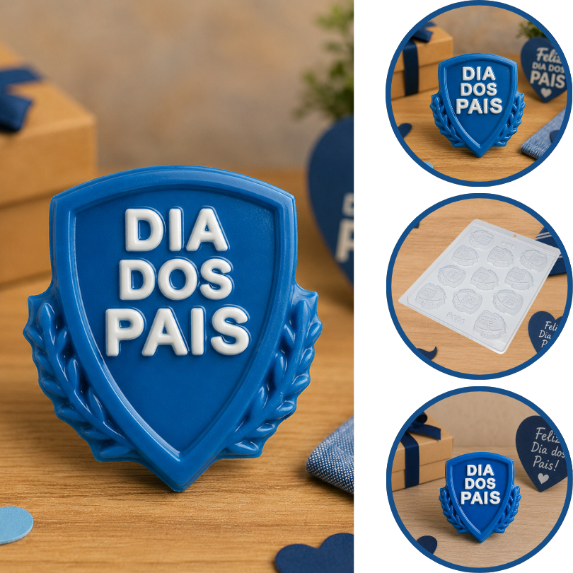 Forma Simples (H8) 9424 - Escudo Pai em Acetato BWB Para Bombom e Doces, Dia Dos Pais (CHOCO)