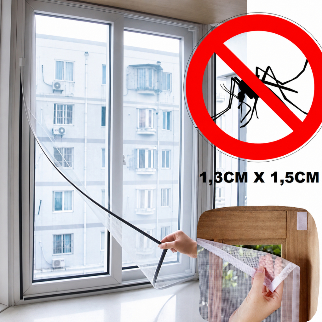 Tela Mosquiteiro Para Janela 1,3x1,5m Com Velcro Anti-inseto Mosquito Janela Autocolante Pernilongo