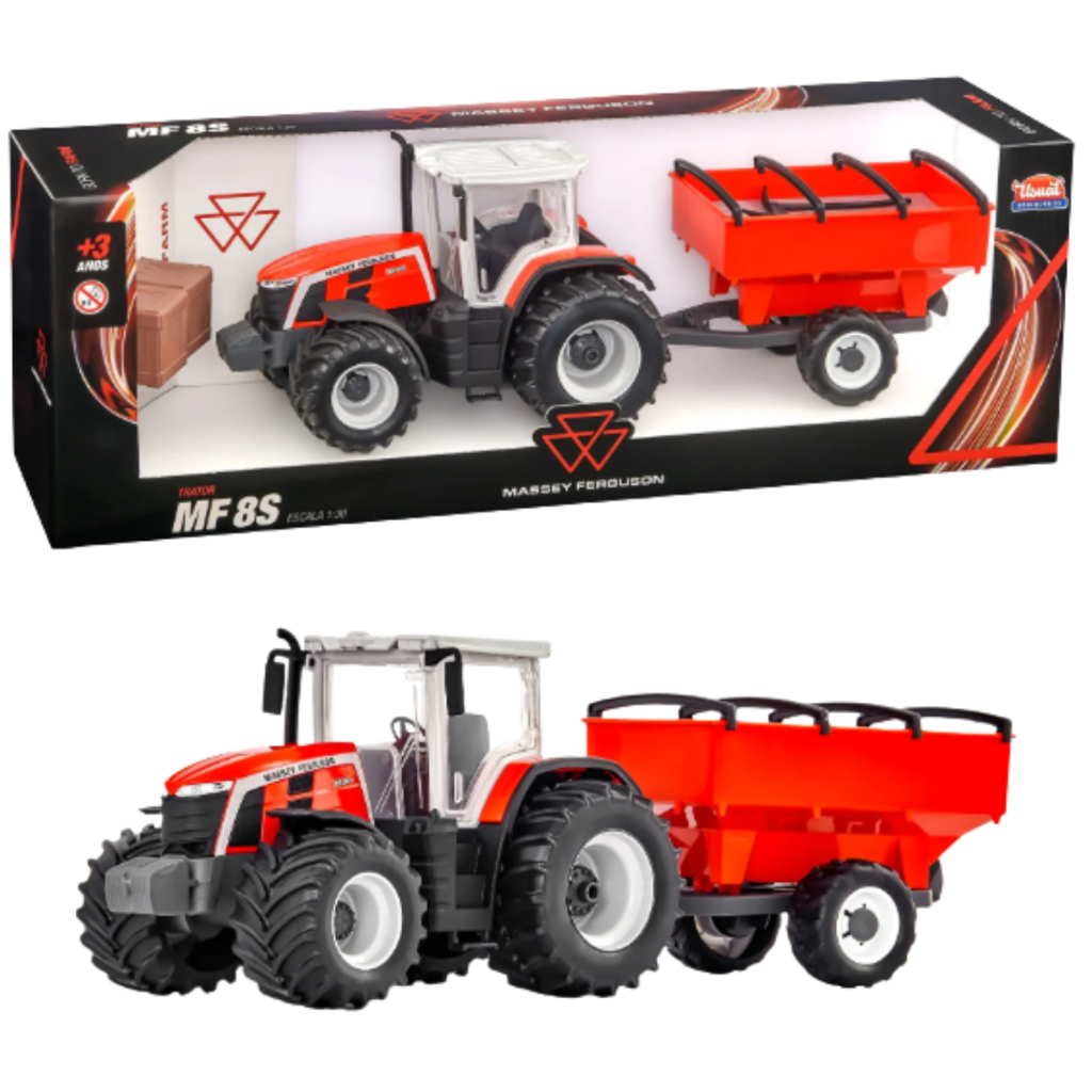 Miniatura Réplica Trator Graneleiro Massey Ferguson Mf8s