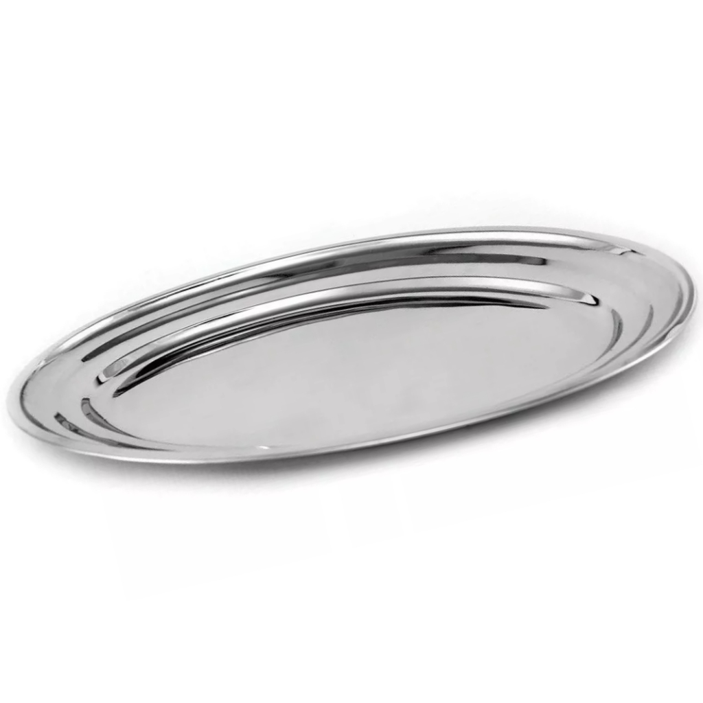 Bandeja Travessa Inox Oval Rasa Profissional Kehome - 40cm