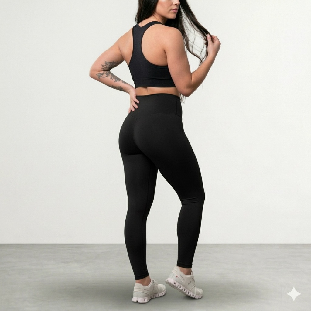 Kit Com  2Calça Legging Feminina Empina Bumbum Não Fica Transparente Academia Cintura Alta Costura Reforçada