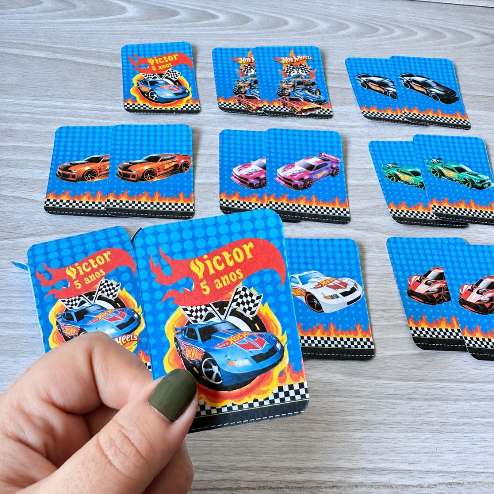 Jogo da Memória Lembrancinha Aniversário Infantil Personalizado Hot Wheels
