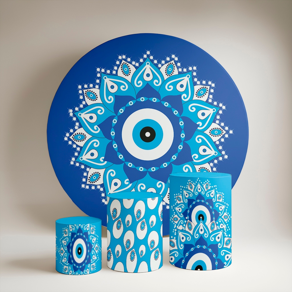 Kit Painel + Trio Capa de Cilindro Decoração Mandala Olho Grego