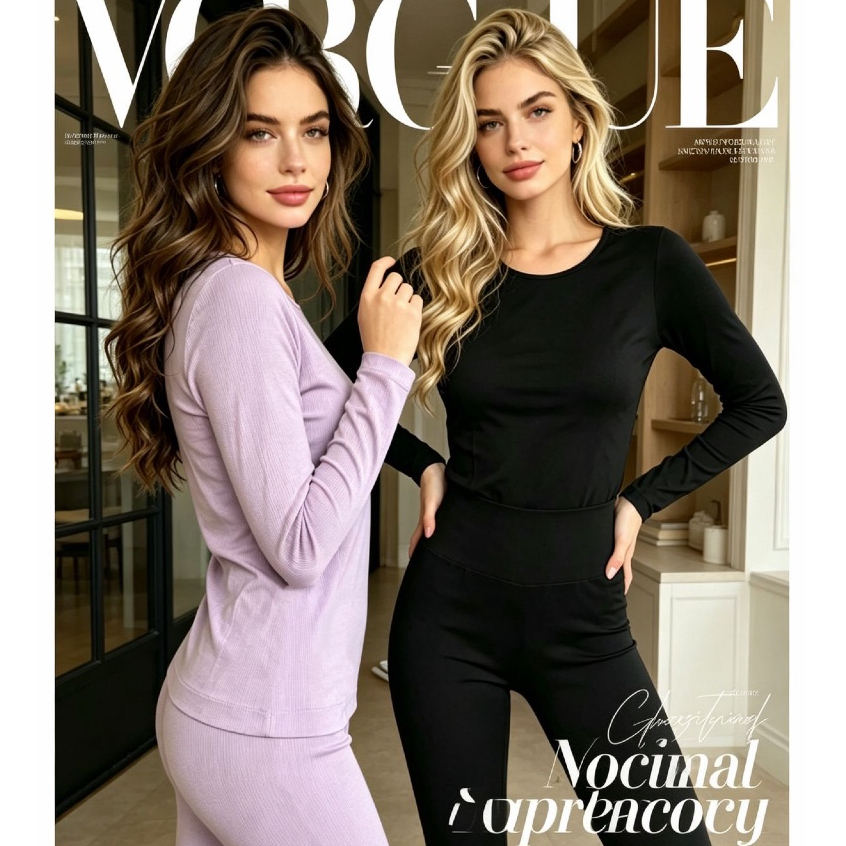 ( Kit Calça e Camisa Canelada )Colorido Flanelada Térmica Segunda Pele Ideal Para Inverno Feminina