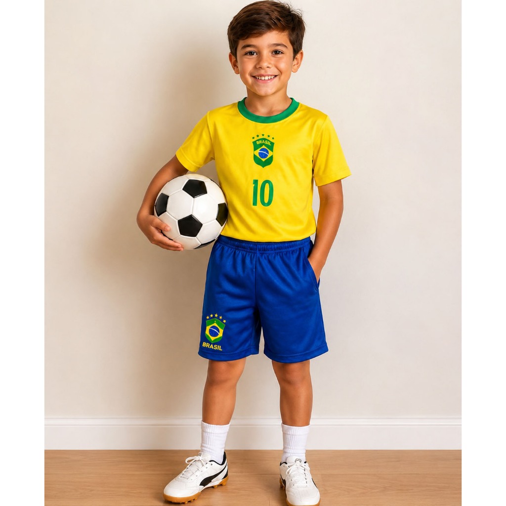 Conjunto Infantil Camisa e Short Brasil 2016
