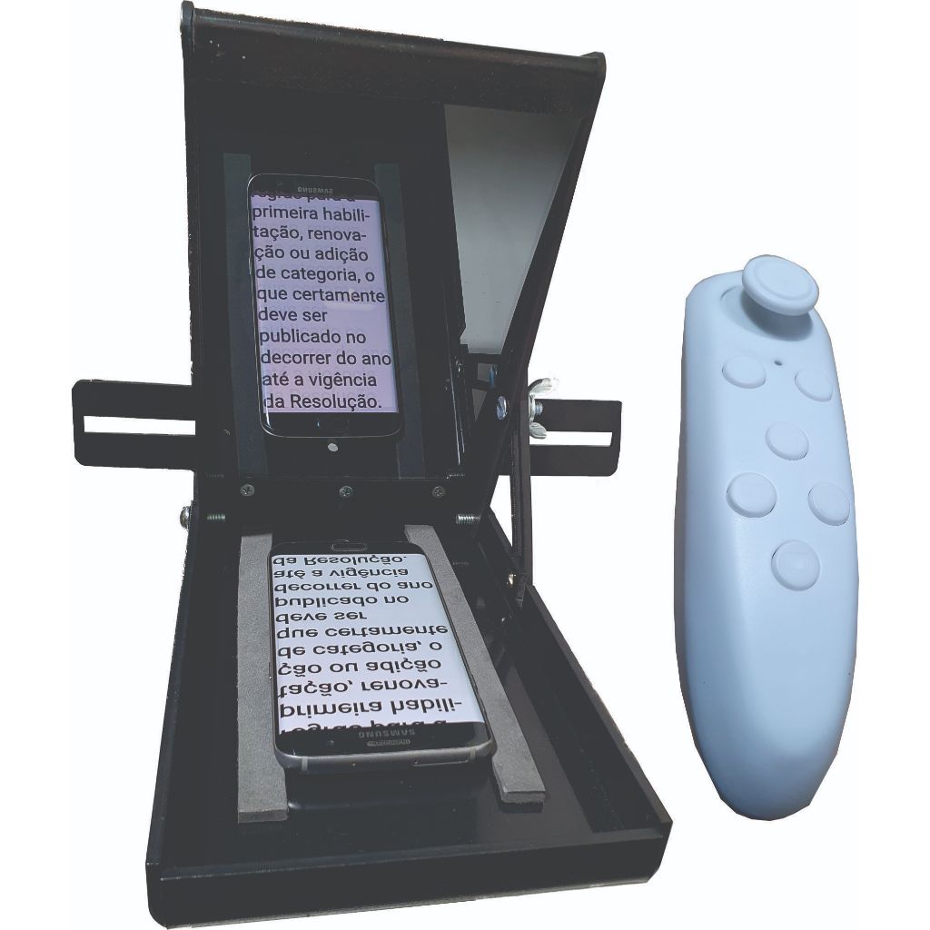 Teleprompter Mini P/ Celular, Dslr E Webcam+ Controle Remoto - Texano