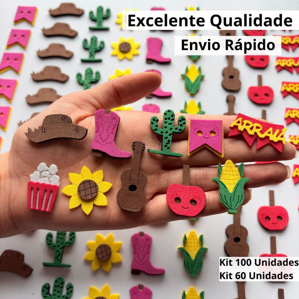 100 Apliques EVA Festa Junina São João |Corte a Laser | Ideal p/ Laços Artesanato Festa Envio Rápido