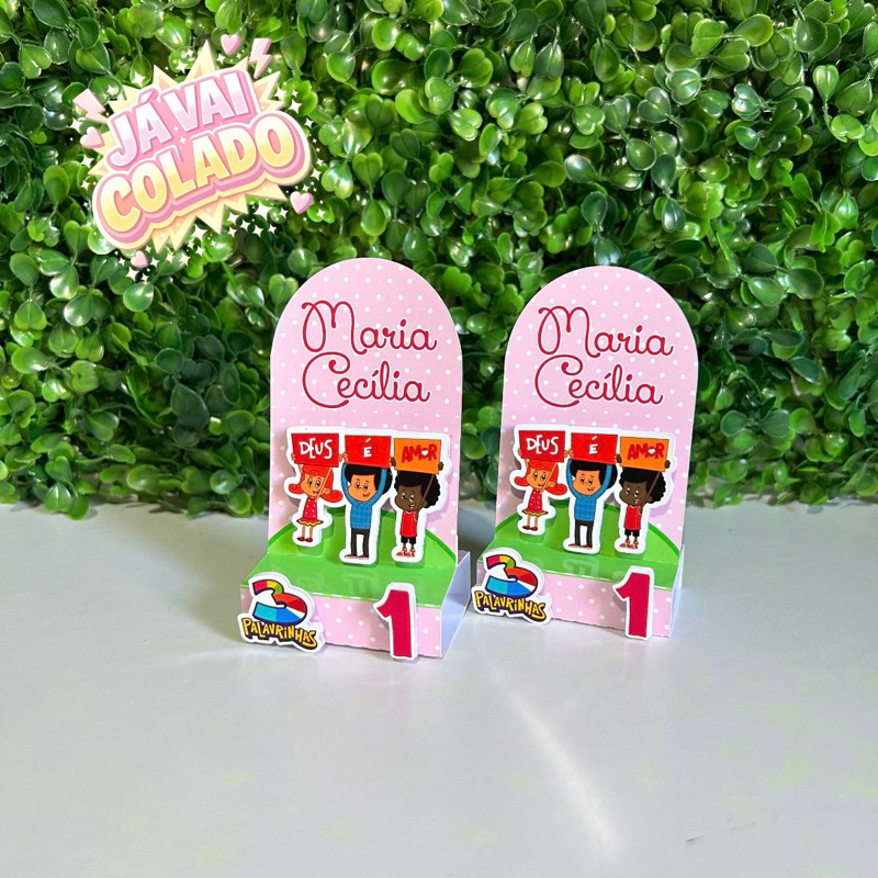 Porta bis duplo 3 PALAVRINHAS MENINA para Festa de Aniversário/ Personalizado para Lembrancinhas - JÁ VAI COLADO
