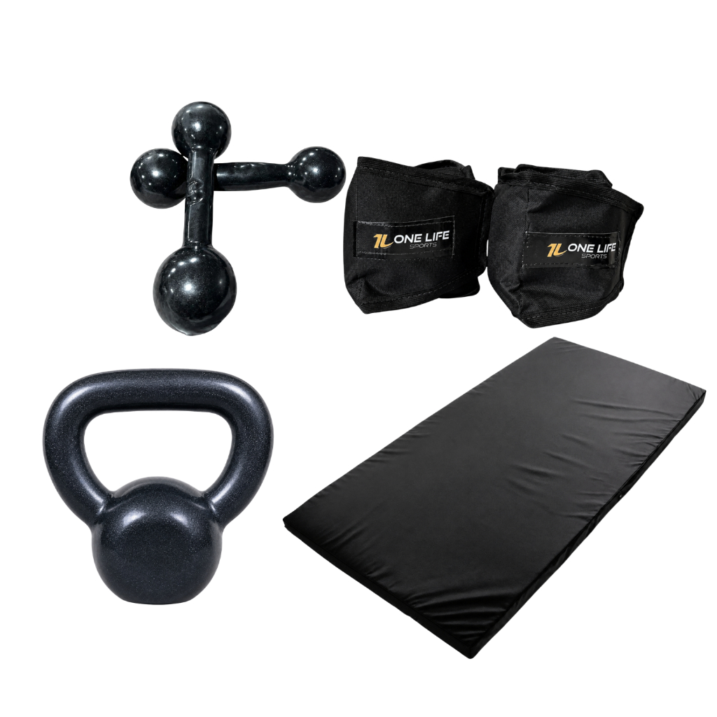 Kit Treino Completo com Caneleira 4kg, Halter 3kg e Kettlebell | Academia
