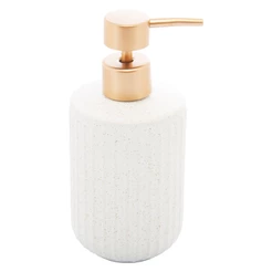 Porta Sabonete Líquido de Cerâmica Granilite Clean Branco 430ml Lyor para Banheiro Pia Lavabo Decoração Elegante Prático