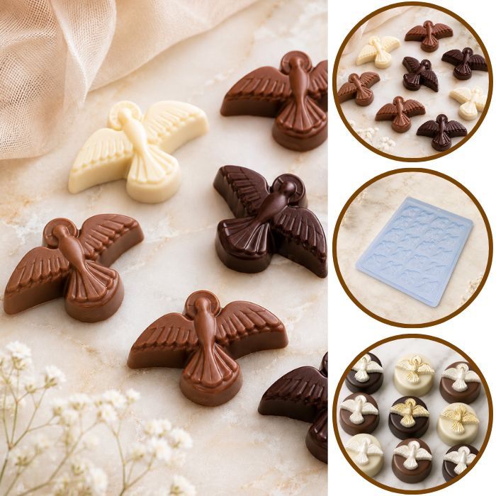 1~10 Forma Simples  Divino Espírito Santo 9750 - (G4) em Acetato BWB Para Bombom e Doces de Chocolate.(CHOCO)