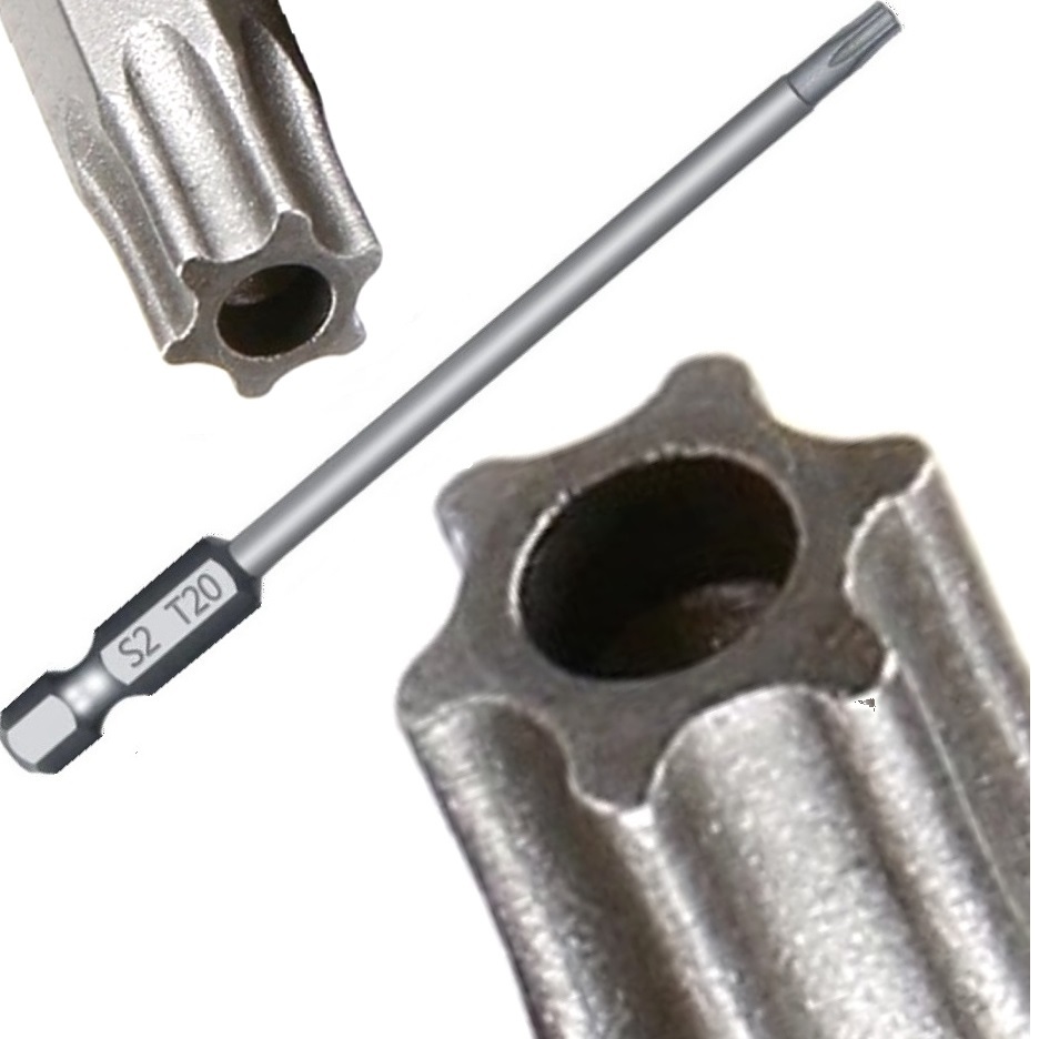 Pontas Bits Torx Furo Guia Longo T20 100mm P/ Parafusadeiras