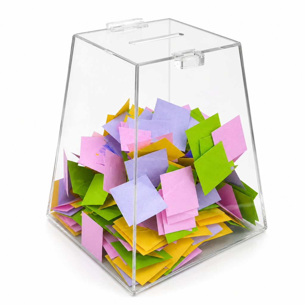 Urna Pirâmide Acrílico Transparente 20x20x12cm Para Sorteios Eventos e Sugestões