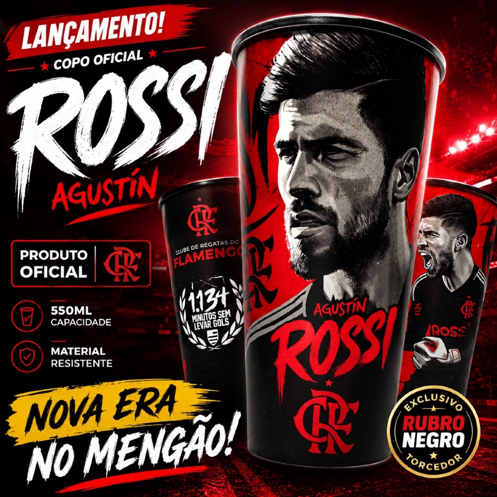 Copo Flamengo 550ml Oficial Licenciado – Rossi – Só Ídolos