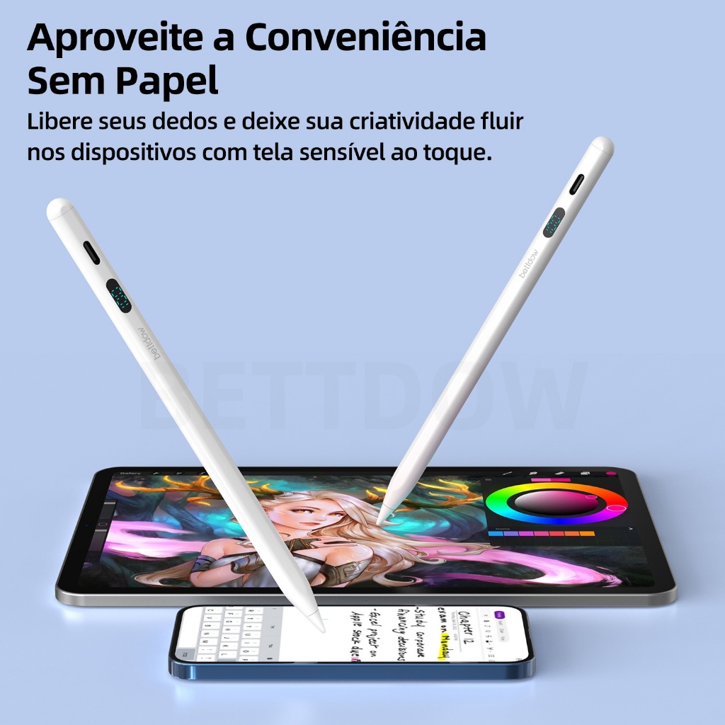 Caneta stylus BETTDOW GD16 com indicador LED de bateria testada em celulares Apple, Xiaomi, Huawei e de outras marcas. · foto 2