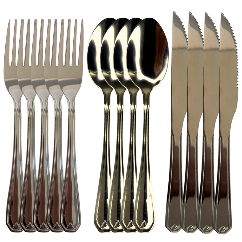 Jogo Talher Garfo Colher Faca Refeição Churrasco Faqueiro Inox Premium Cozinha Buffet Restaurante