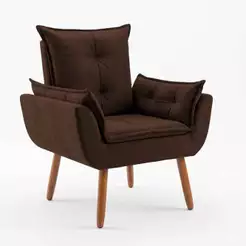 Poltrona Opala Decorativa Suede Marrom Pé Palito