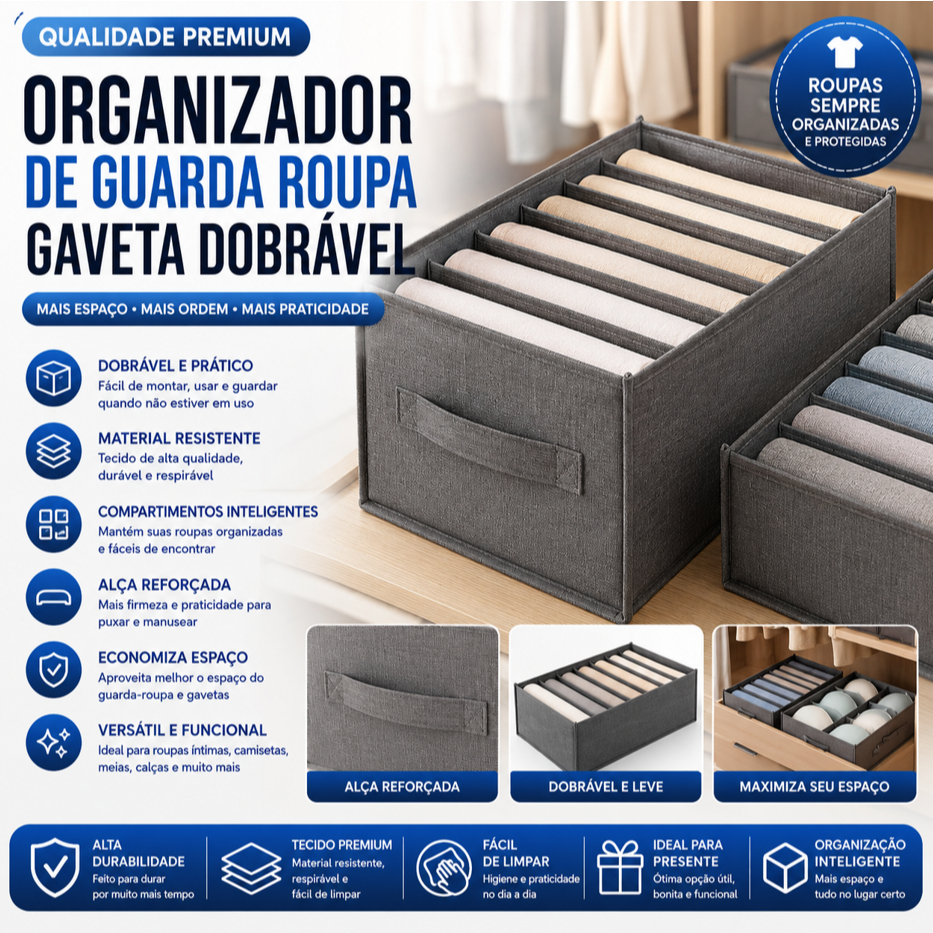 Organizador De Guarda Roupa Gaveta Dobrável