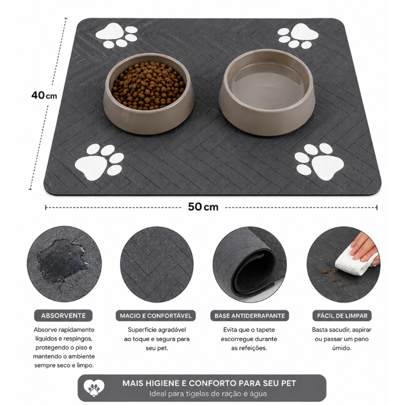 Tapete Pet Absorvente para Cães e Gatos Anti-Respingo, Antiderrapante Secagem Instantânea e Fácil de Limpar