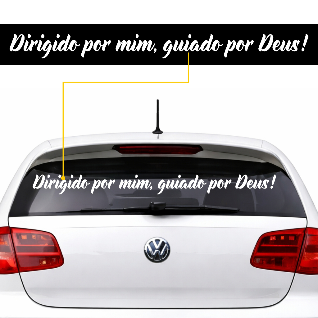 Adesivo Dirigido por Mim Guiado por Deus Automotivo + Espátula de Brinde 89x7cm