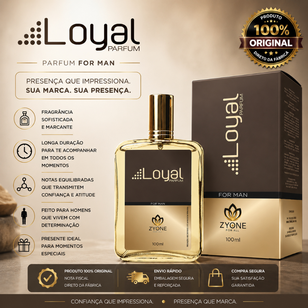 Perfume Loyal Masculino Zyone Alta Fixação 25% de Essência Importada Parfum - Malbec