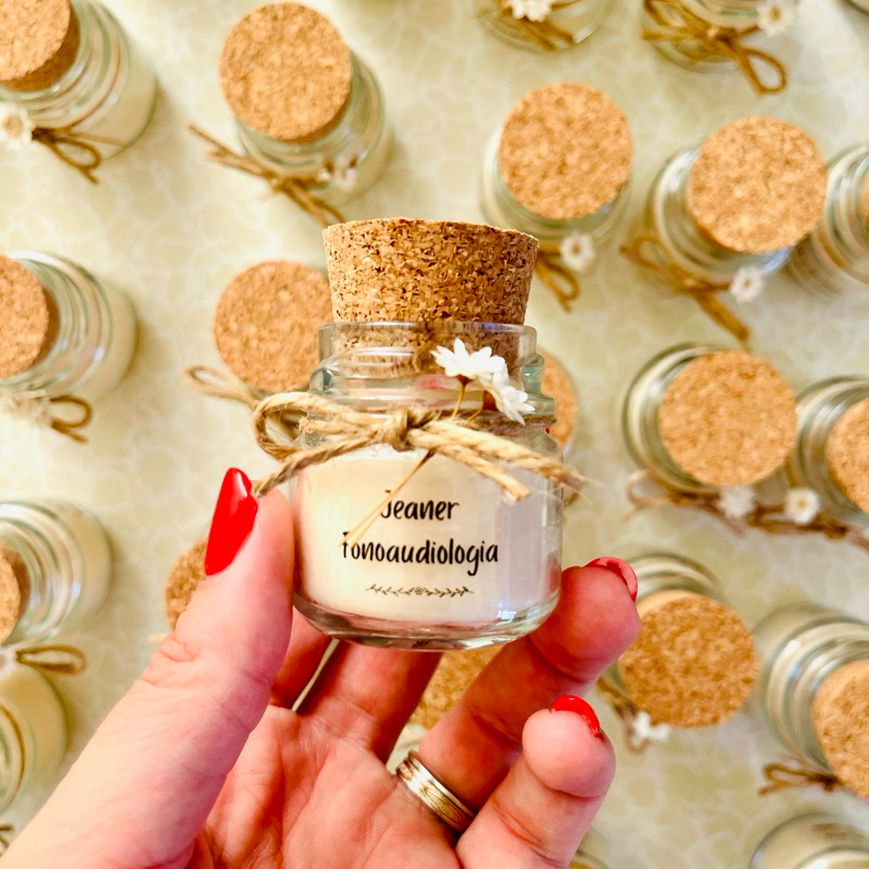 Lembrancinha vela aromática personalizada vidro 40g para casamento, formatura, aniversário e chá de bebê