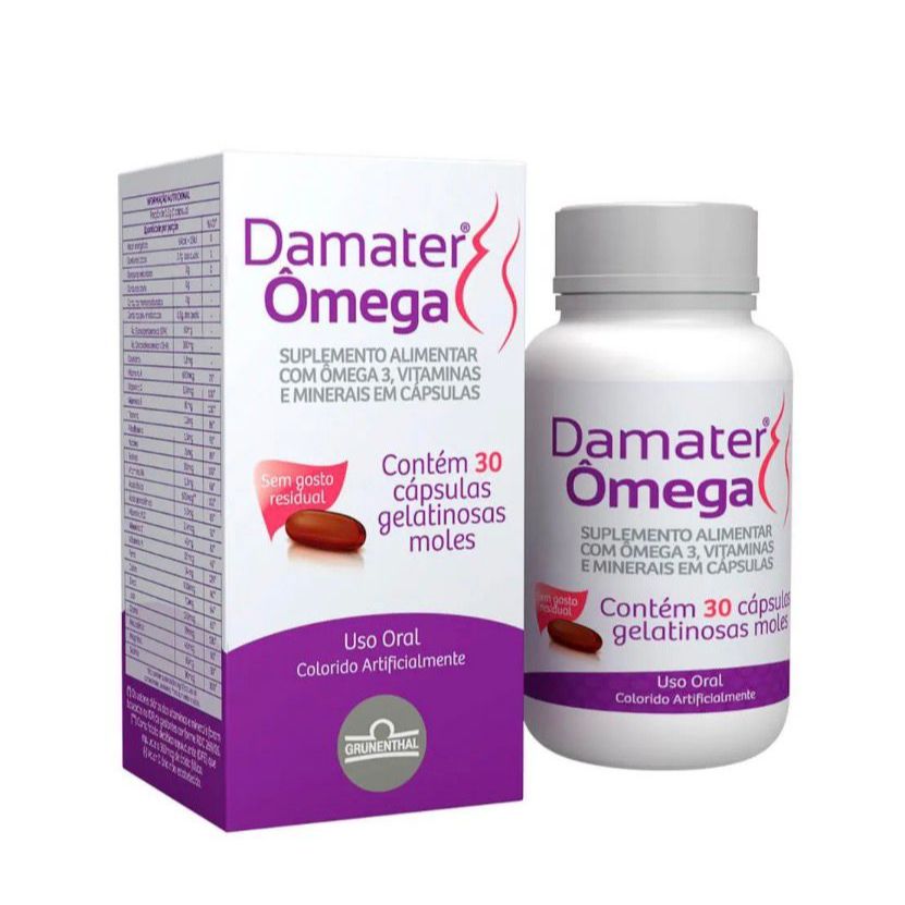 Damater ômega suplemento alimentar gestante c/60cápsulas