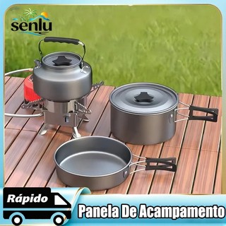 Kit 3 Peças Para Piquenique E Acampamento Acampamento Conjunto de Panelas e Fogão Portátil Outdoor Piquenique
