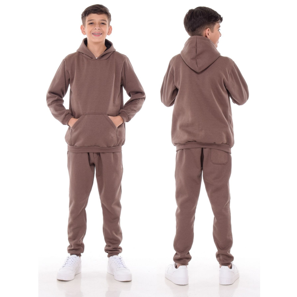Conjunto Infantil Juvenil Moletom Menino Blusa e Calça Peluciado