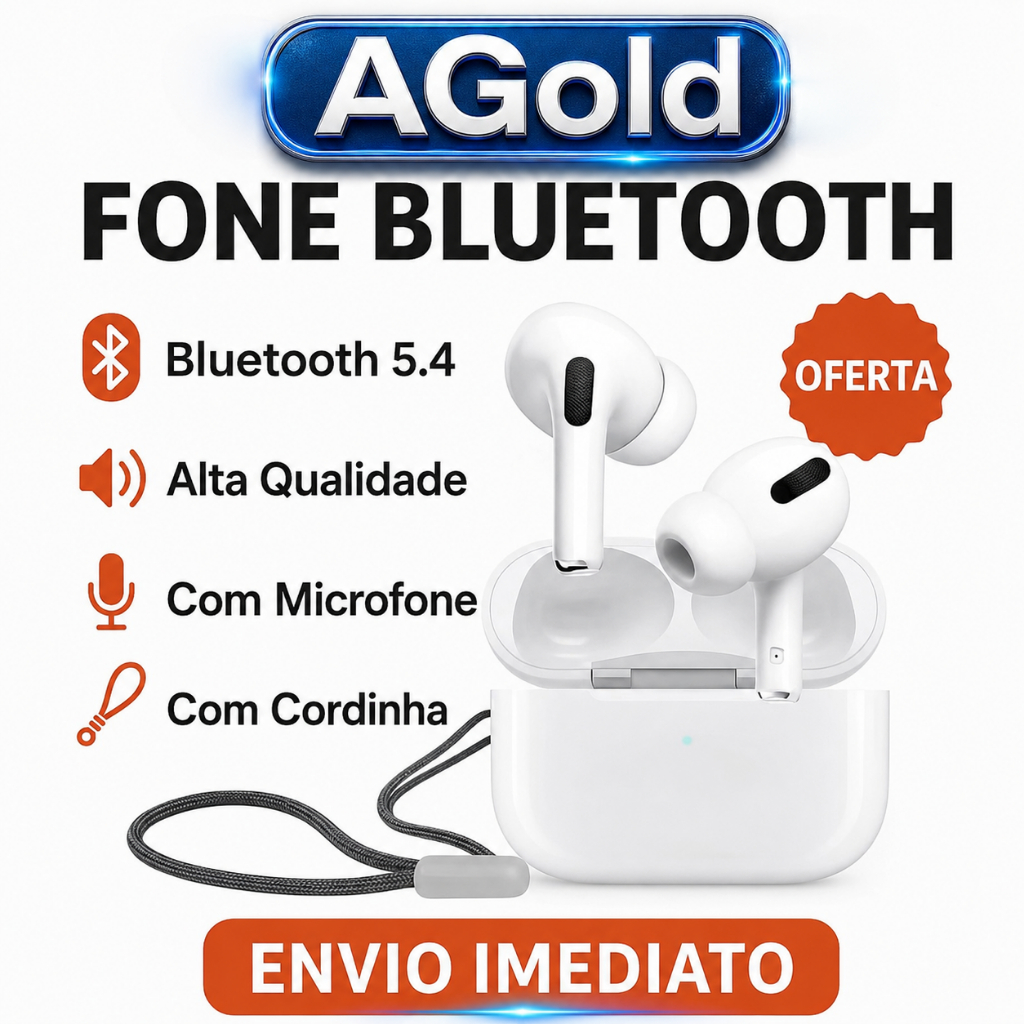 Fone De Ouvido AGOLD Sem Fio Bluetooth 5.4 Ótimo Para Academia e Corrida com microfone FN-BX3 Com Cordinha
