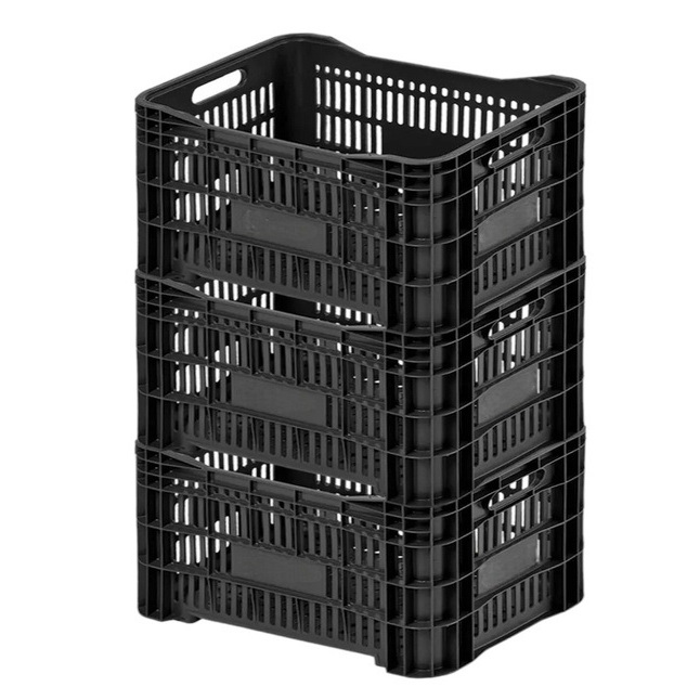 kit 3 Caixa Preta Plastica Compras Hortifrúti Agrícola  Compras 46 Litros , feira, quitanda, organização, brinq mercado