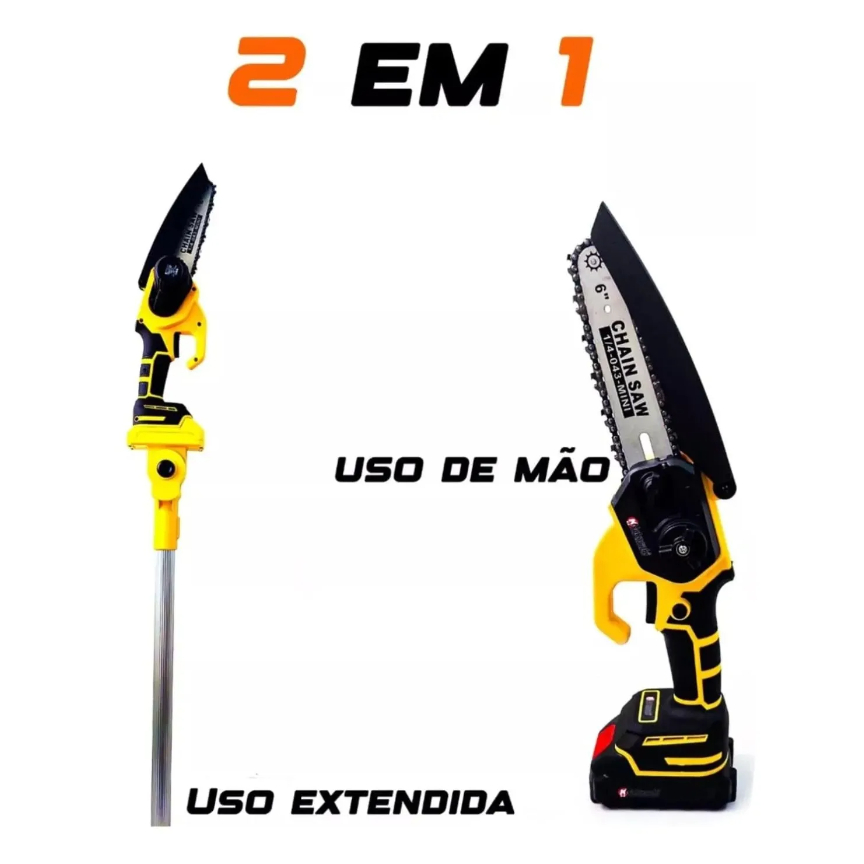 Moto Serra A Bateria Mini Serra Eletrica 1000w Cabo Extensor 3 metros Com Bateria Reserva
