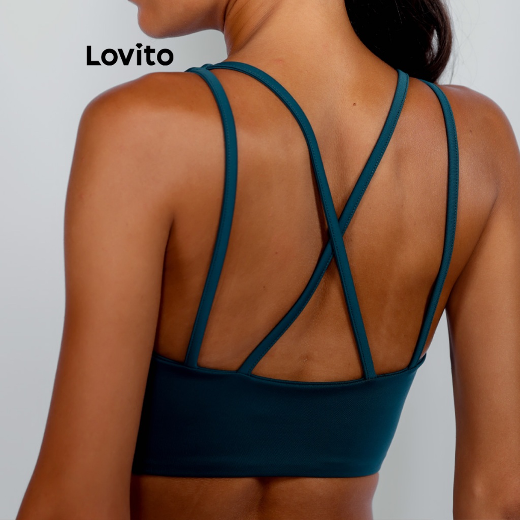Lovito Top Fitness Feminino Alca Cruzada Moda Feminina BRSBB1255BRL1285