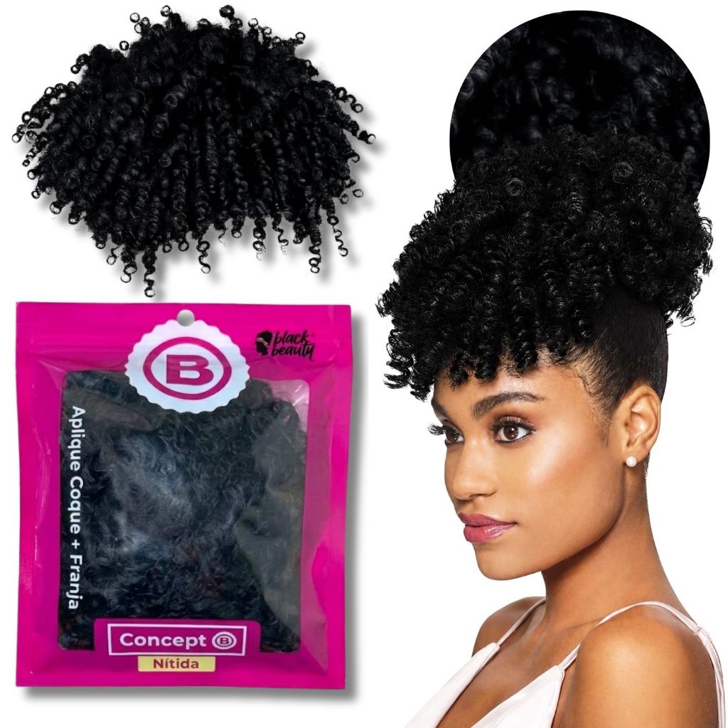 Coque Cabelo Afro Puff Franja Cacheado Fibra Orgânica Cacheado Premium definido pentes Cachos