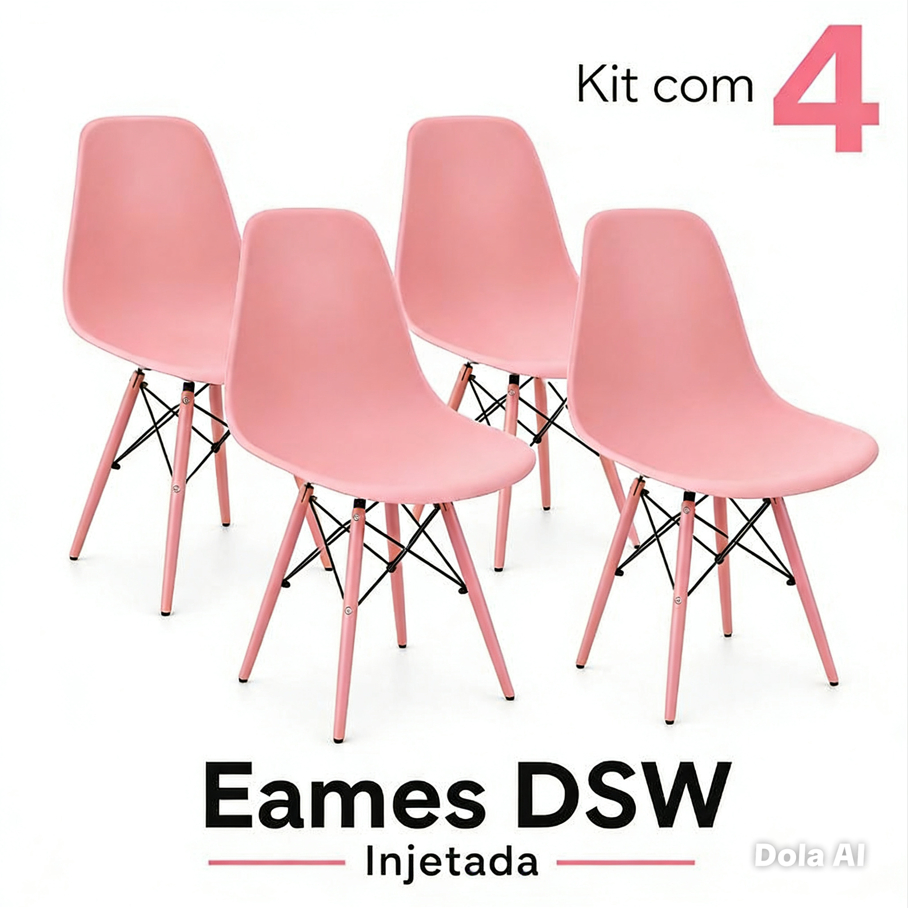 Kit 4 Cadeiras Eames DSW Injetada Escritório Ambientes Corporativos Cores Uso Profissional Escritorio