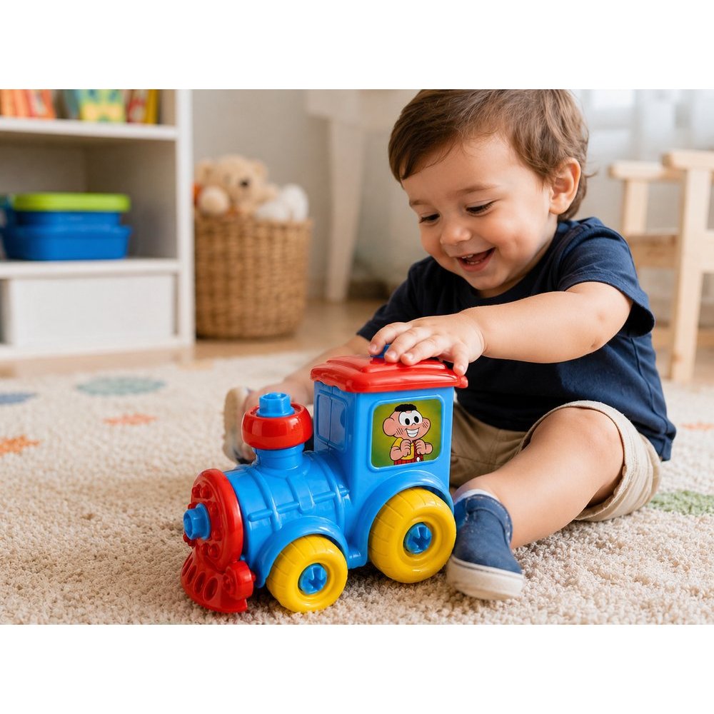 Trenzinho Infantil Cascão Brinquedo Educativo Colorido Criança