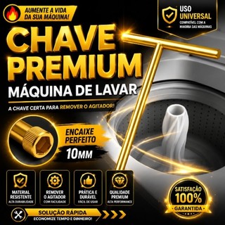 Chave T Longa 10mm + Pastilha para Abrir Agitador de Máquina de Lavar – Uso Universal