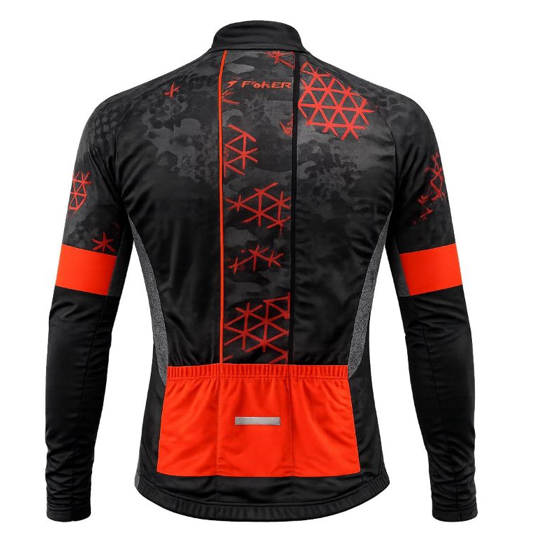Camisa De Ciclista Manga Longa Zíper Parcial Bolso Traseiro proteção UV