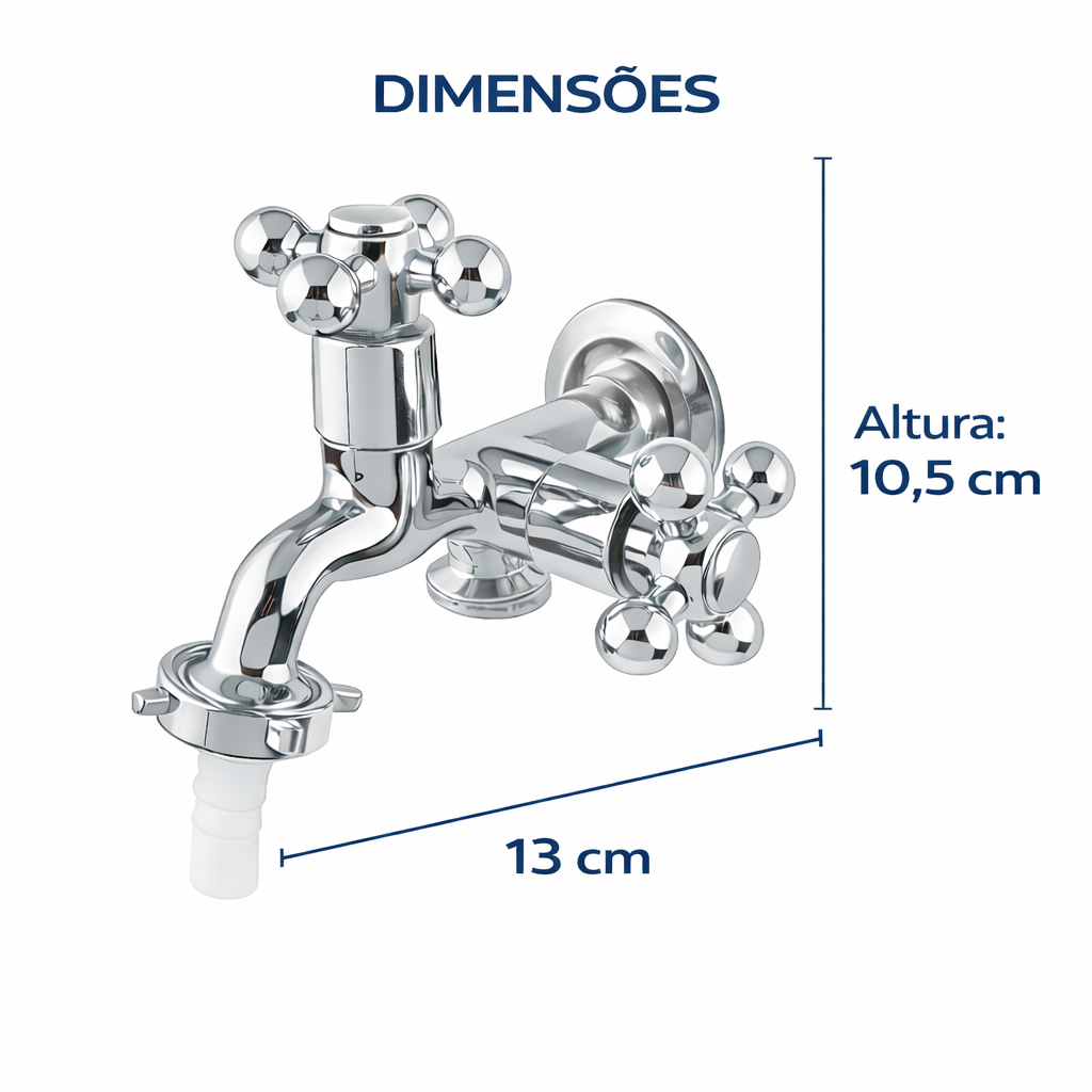 Torneira Máquina De Lavar Metal 1428 +Torneira Jardim 1130 Cromado C-33 C/ Bico Tanque — imagem 2 de 2