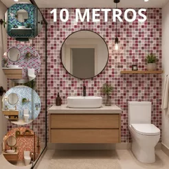 Kit 10 Pastilhas AutoAdesivo Resinada Adesivo Papel de Parede Resina para Banheiro Cozinha Decoração