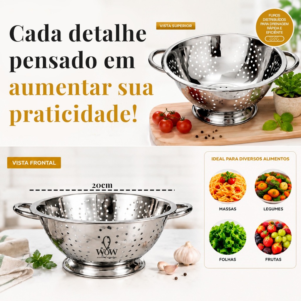 Escorredor De Macarrão Inox Lavador De Arroz · foto 2