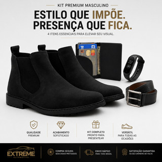 Bota Chelsea Masculina Em Camurça Reforçada E Confortável + Acessórios