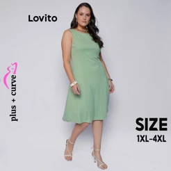 Lovito Vestido Feminino Plus Size Levemente Evasê BRDRB1239BRL1269