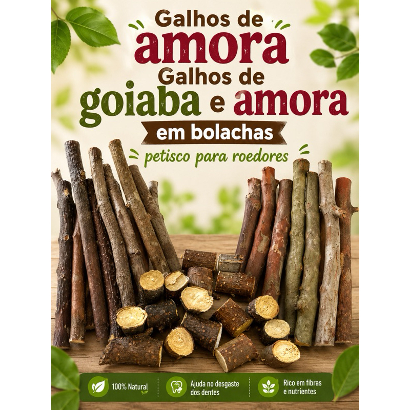 Galhos de amora ou Goiabeira petisco para roedores