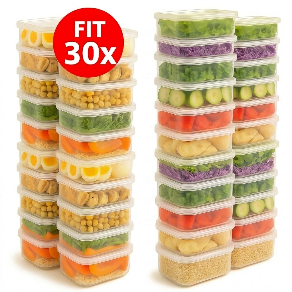 Kit 30 Marmita Fitness 500ml Potes Reutilizável Dieta Fitness | Vai ao Micro - ondas Geladeira