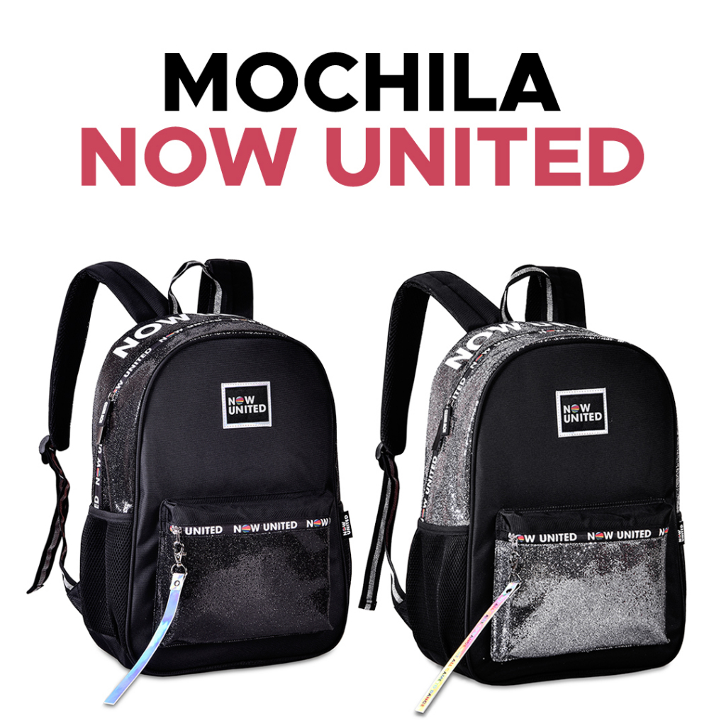 Mochila Escolar Now United Glitter Original Costas Universitária Feminina Reforçada Espaçosa