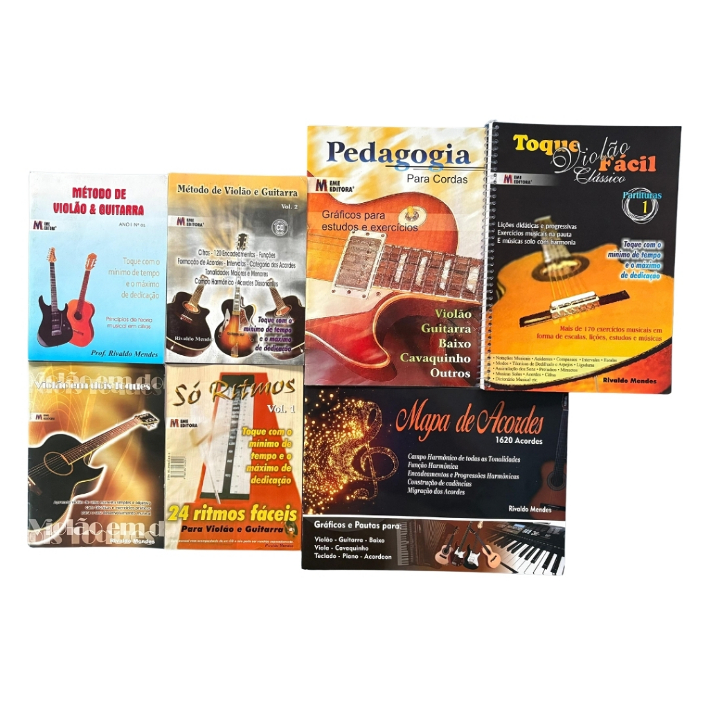 Kit Método Violão e Guitarra Completo - Aprenda Tocar Fácil: Acordes, Solos, Escalas e Músicas