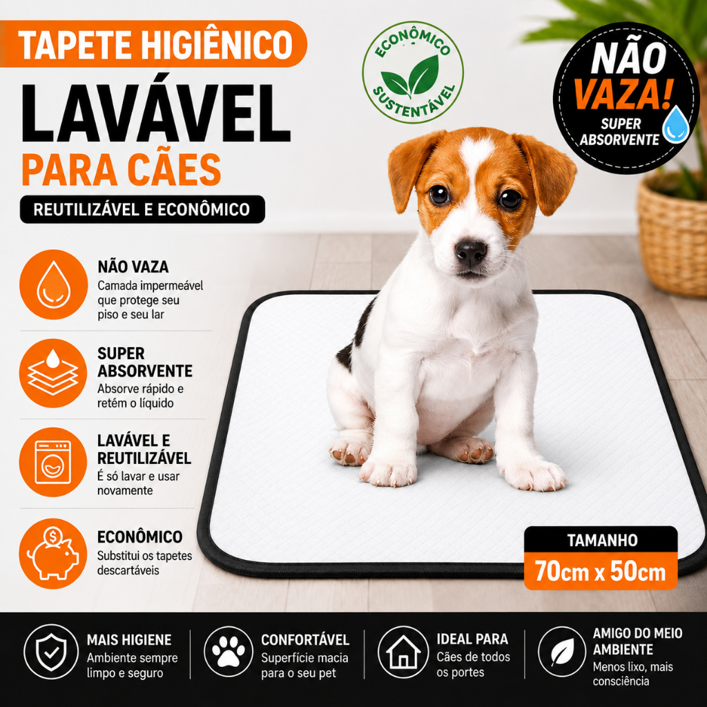 Tapete Higiênico Pet Lavável Reutilizável Para Caes Cor Preto Nao Vaza