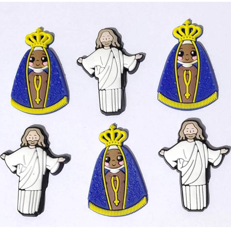 Aplique Cristo Redentor e Nossa Senhora Aparecida Pacote Com 6 Unidades Emborrachado